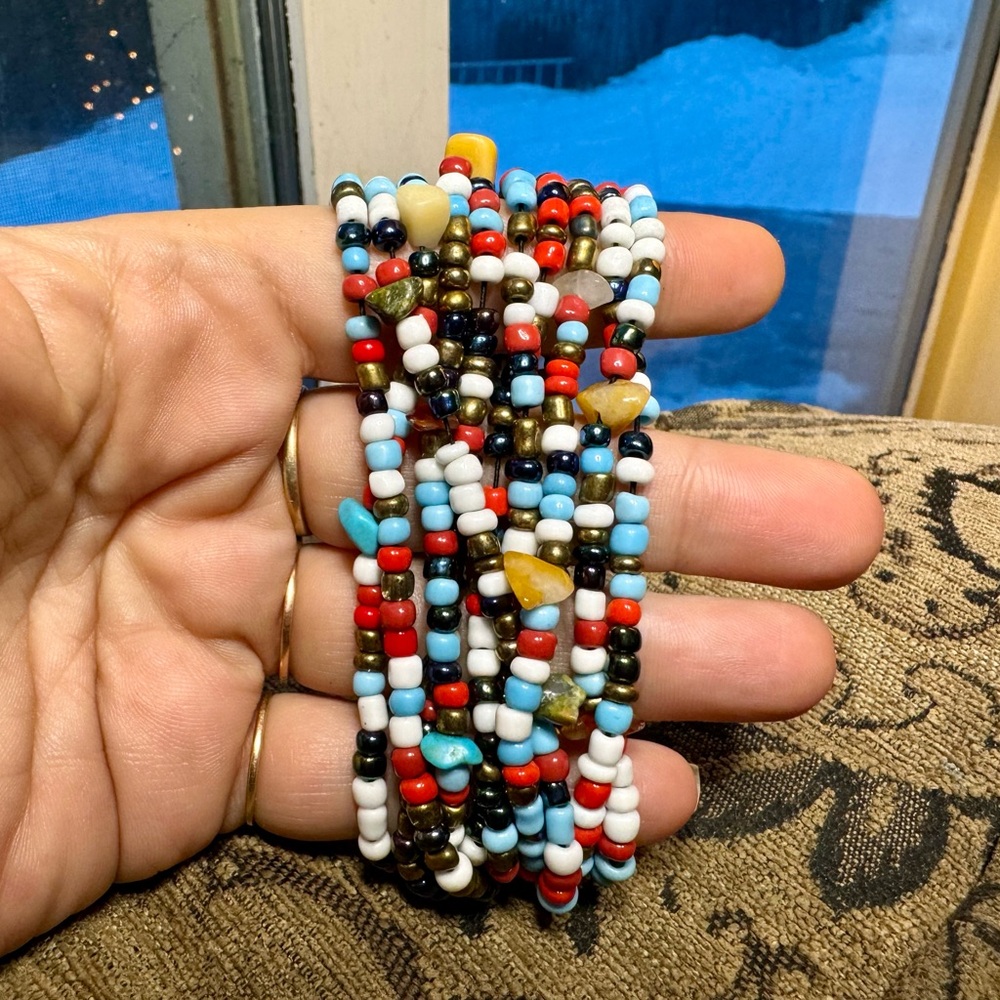 Vintage Gemstone Chip and Bead Bracelet